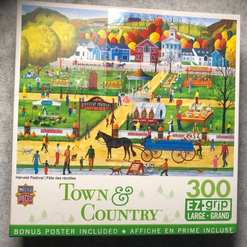 MASTERPIECES Town & Country 300 EZ-Grip Piece Puzzle ~HARVEST FESTIVAL~ COMPLETE